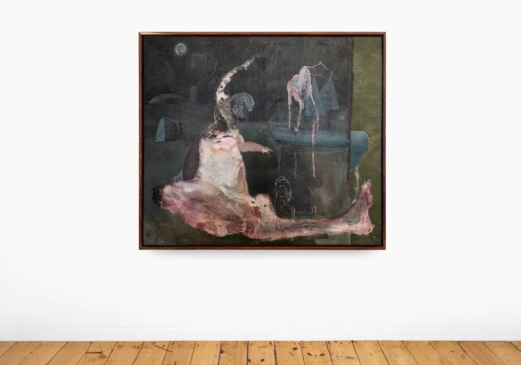 Bastiaan van Stenis Moonshine matters 2025 Mixed Media on Velvet and Canvas SMAC Gallery