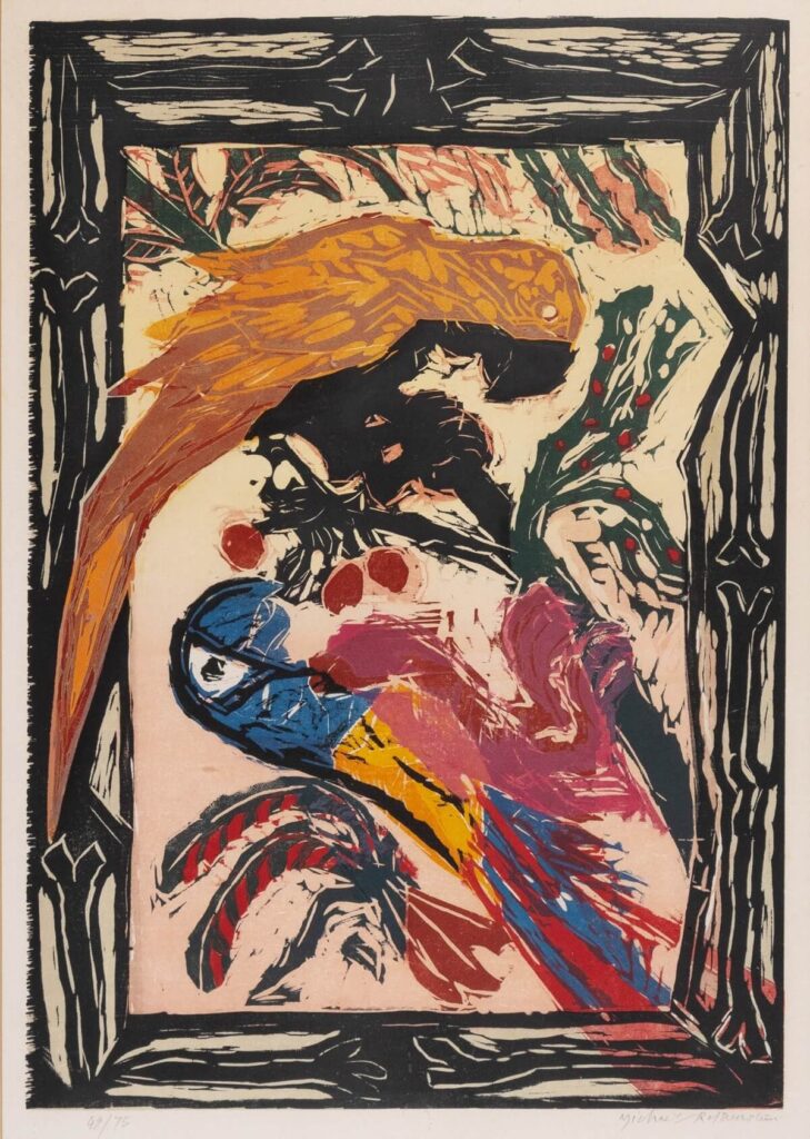 William Michael Rothenstein RA RED LEAVES and COCKEREL