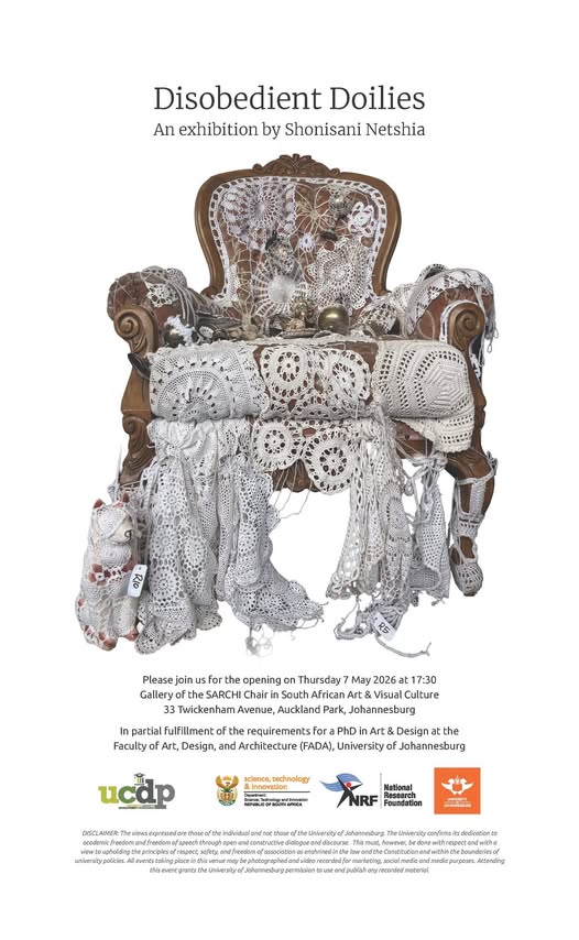 Disagreeable Doilies Exhibition Johannesburg Shonisani Netshia UJ Gallery