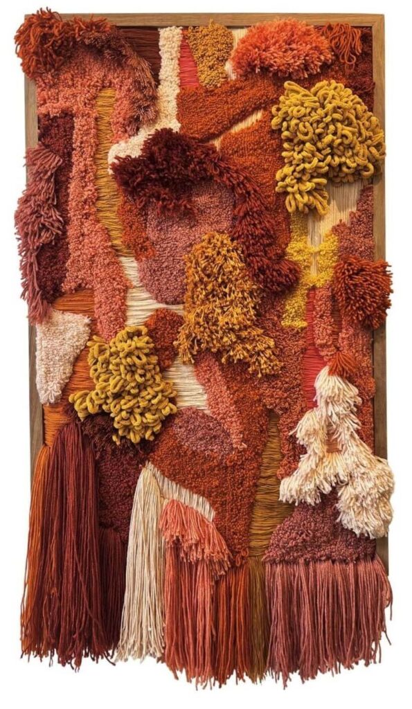 Lebogang Mbewe Uzung’ a wothi, uyashisa ungawu lokothi 2025 Hand-woven and tufted cotton acrylic yarn on monks cloth (1) (1)