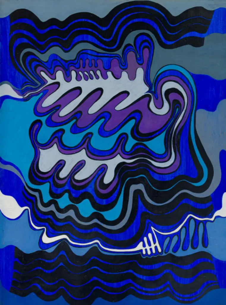 Cecily Sash Minoan Composition in Purple and Blue 1966