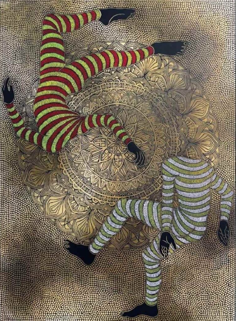 Sithenjwa Luthuli Circles of Life Mixed media Hand painted print on 300g Fabriano (1)