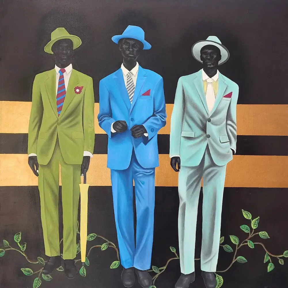 Siphamandla Ex The Uniform of Success 2026 Acrylic and oil pastels on stretched canvas